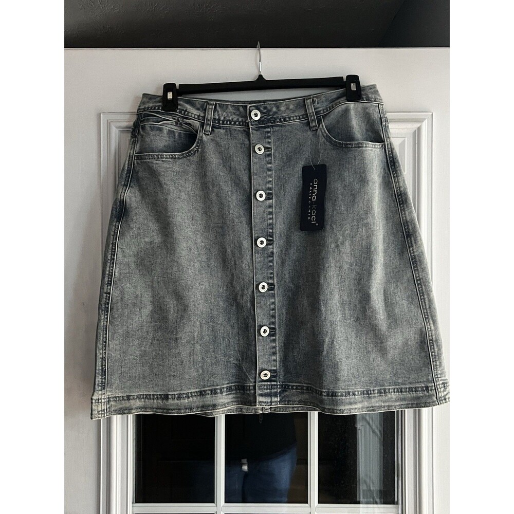 Anna-Kaci Denim Faded A-Line Mini Skirt Women’s Large NWT